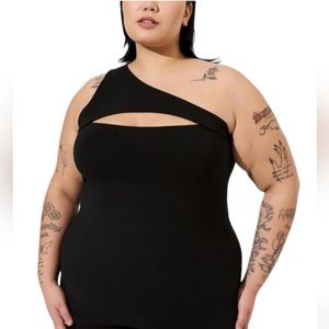 torrid Black One-Shoulder Cutout Tank Top